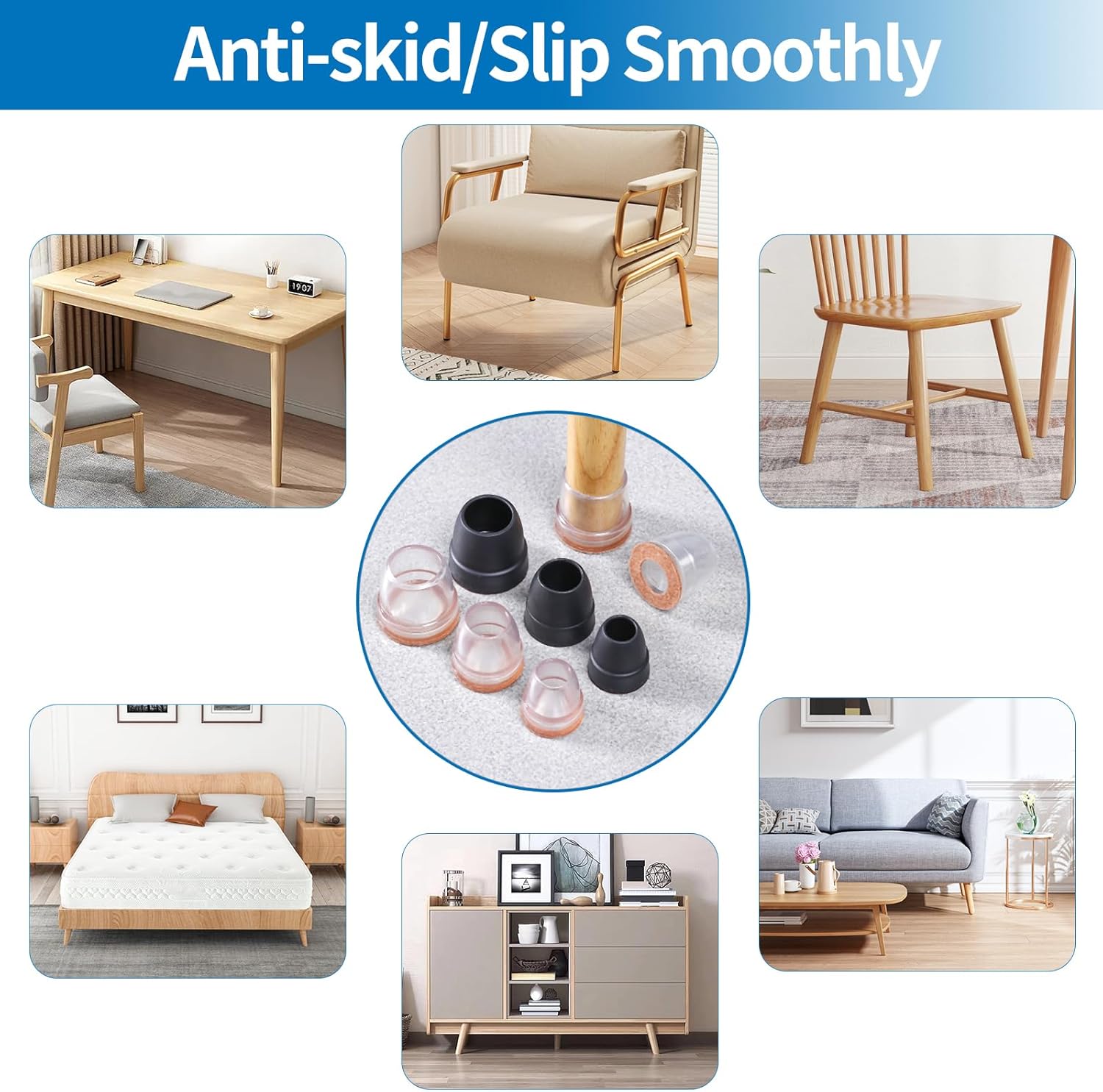 Thumbnail 3 de Ezprotekt Fundas para Patas de Silla 🪑, 8 Protectores de Silicona