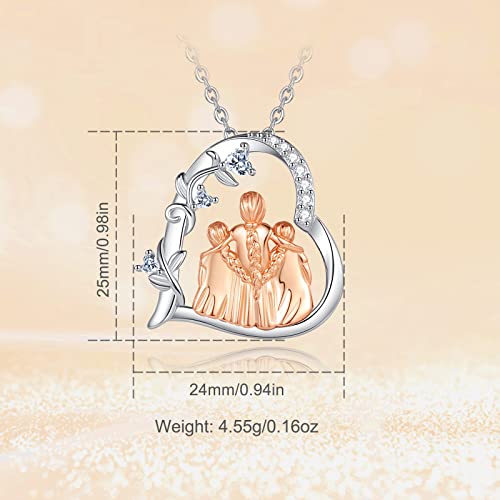 Thumbnail 6 de INFUSEU collar de plata de ley 925 para mamá e hijas, colgante oro rosa (regalo sentimental)