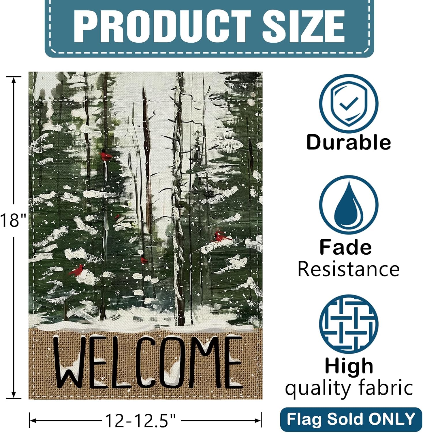Detalle 2 de Dyrenson Welcome Winter Forest 12 x 18 Garden Flag ๐