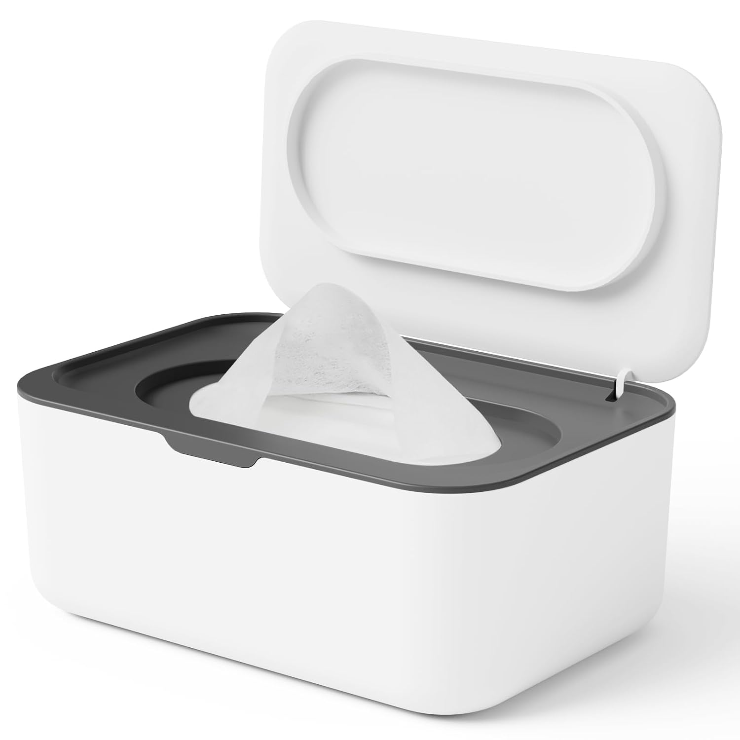 Detalle de Seposeve Refillable Wipes Dispenser, Gray, Wide Opening and Flip Lid
