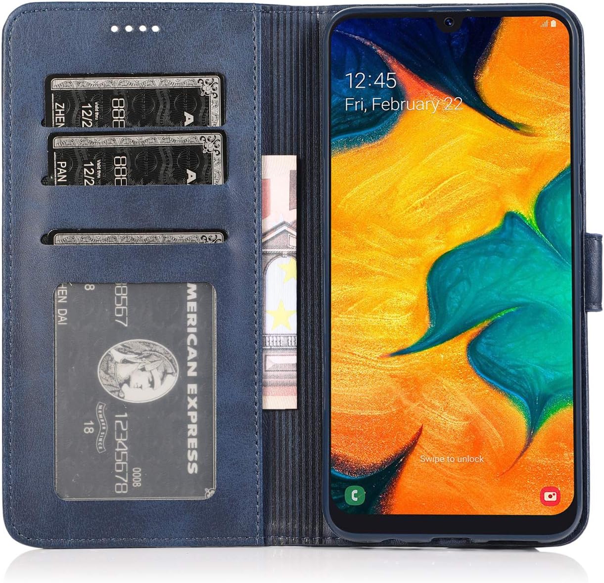 Thumbnail 1 de CTIUYA Schutzhülle Galaxy A20E Leder Flip Hülle dunkelblau