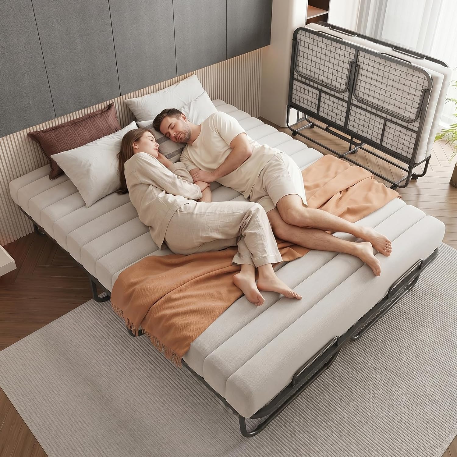 Detalle de RAOGIE 79"×59" Folding Bed with 13 cm Memory Foam Mattress