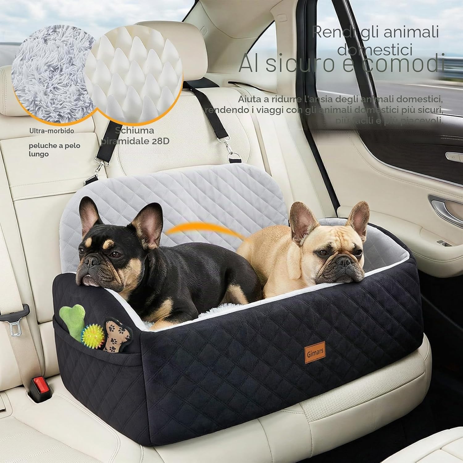 Detalle 2 de Gimars Reversibile Seggiolino Auto per Cani 13 cm