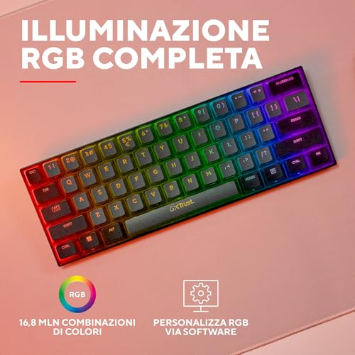 Detalle de GXTrust Revyn Tastiera Gaming Wireless Meccanica 60% – layout ITALIANO QWERTY