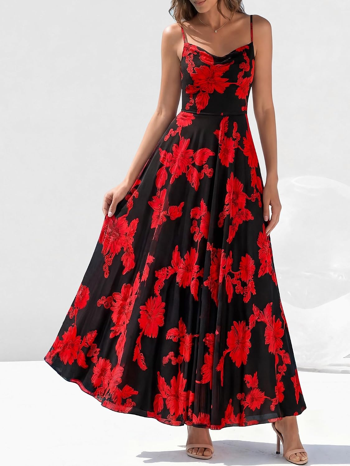 Detalle 2 de BTFBM Women Summer Floral Maxi Dress
