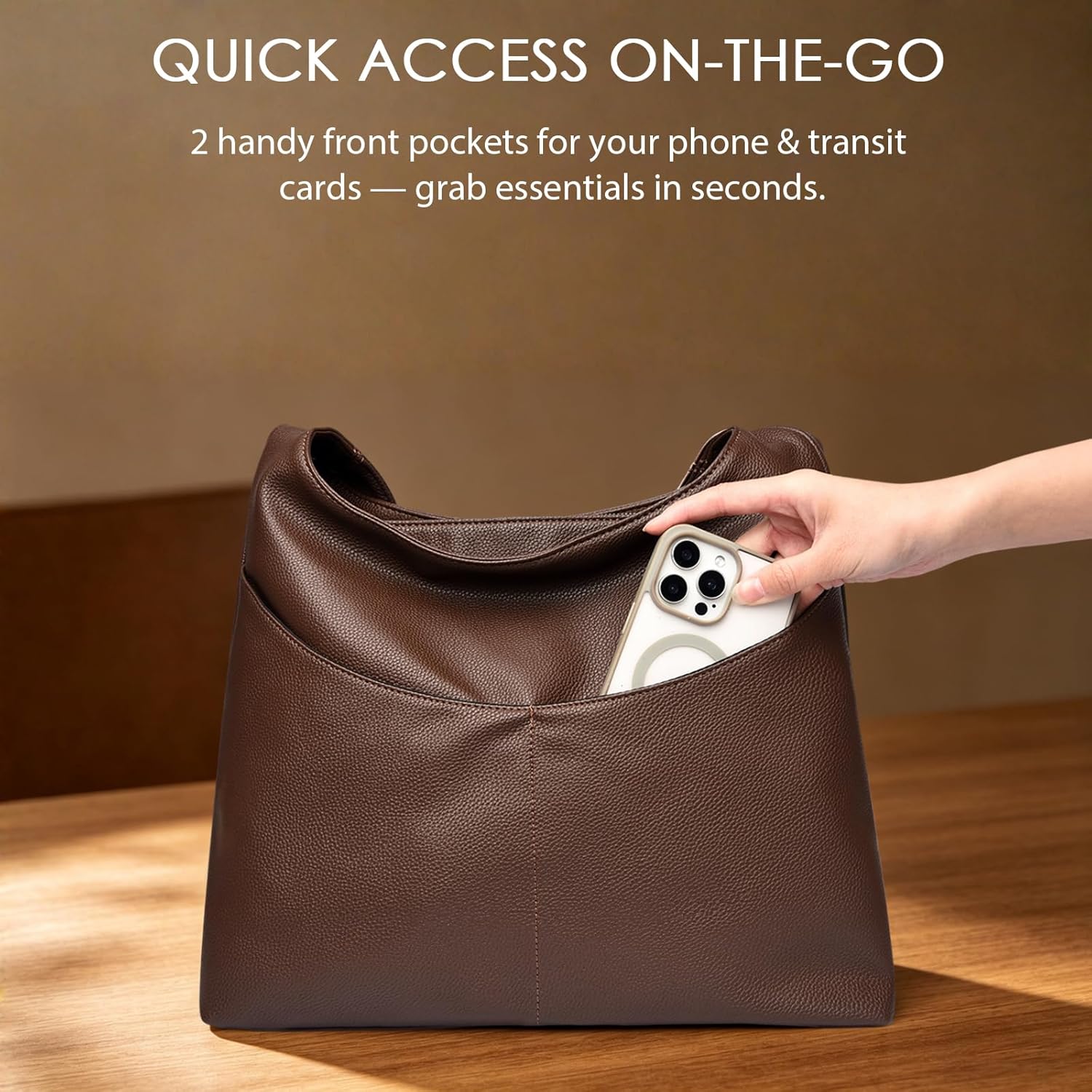 Detalle de unisoul Tote Bag for Women: Multi Pockets Hobo Shoulder Bag in Premium Vegan Leather