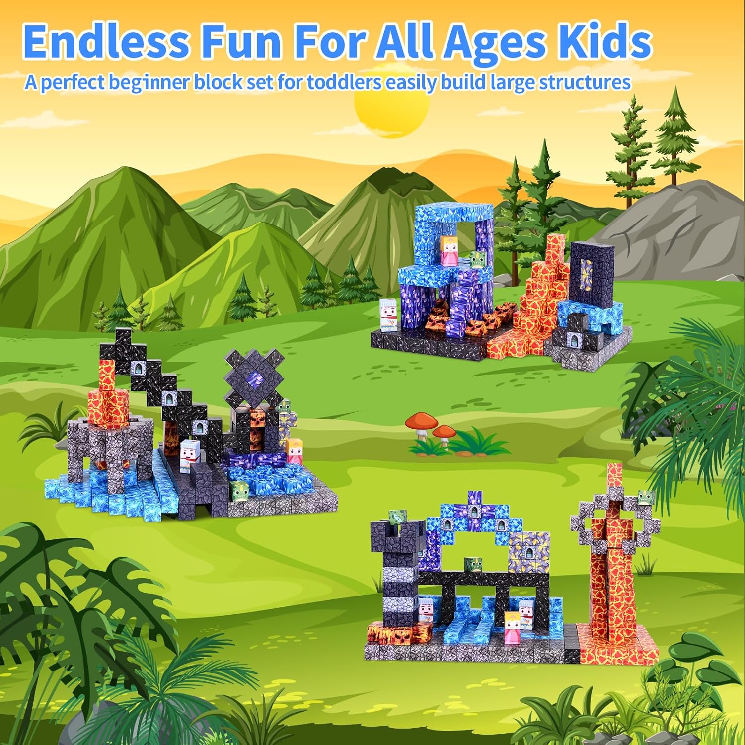 Detalle de YIHANG 100 PCS Magnetic Blocks – Dark Castle & Sword Set