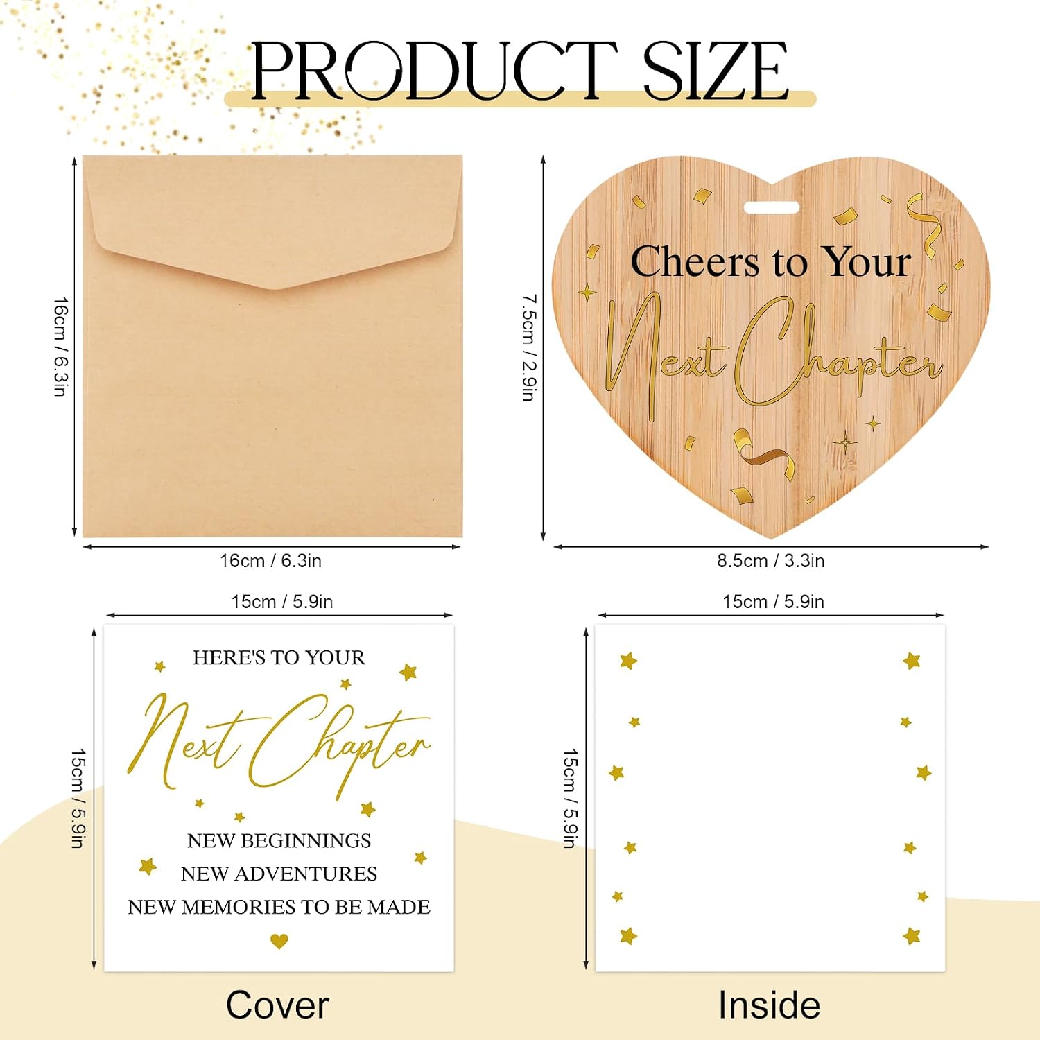 Detalle de Welsky Good Luck Cards with Wooden Plaque – Leave-taking Gift Set for Colleagues