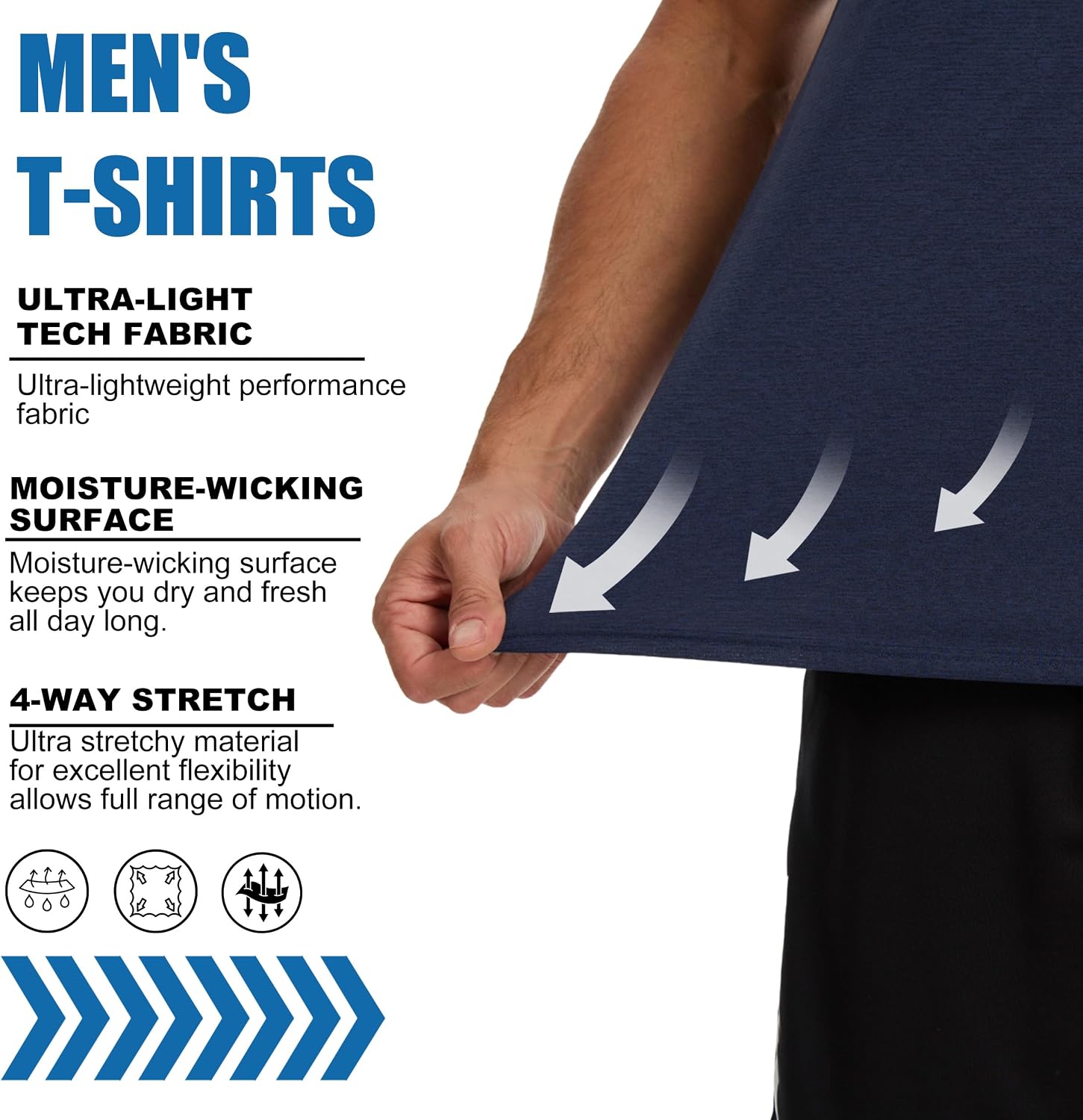 Detalle de AMZSPORT Lot de T-shirts de sport homme à manches courtes respirants à séchage rapide