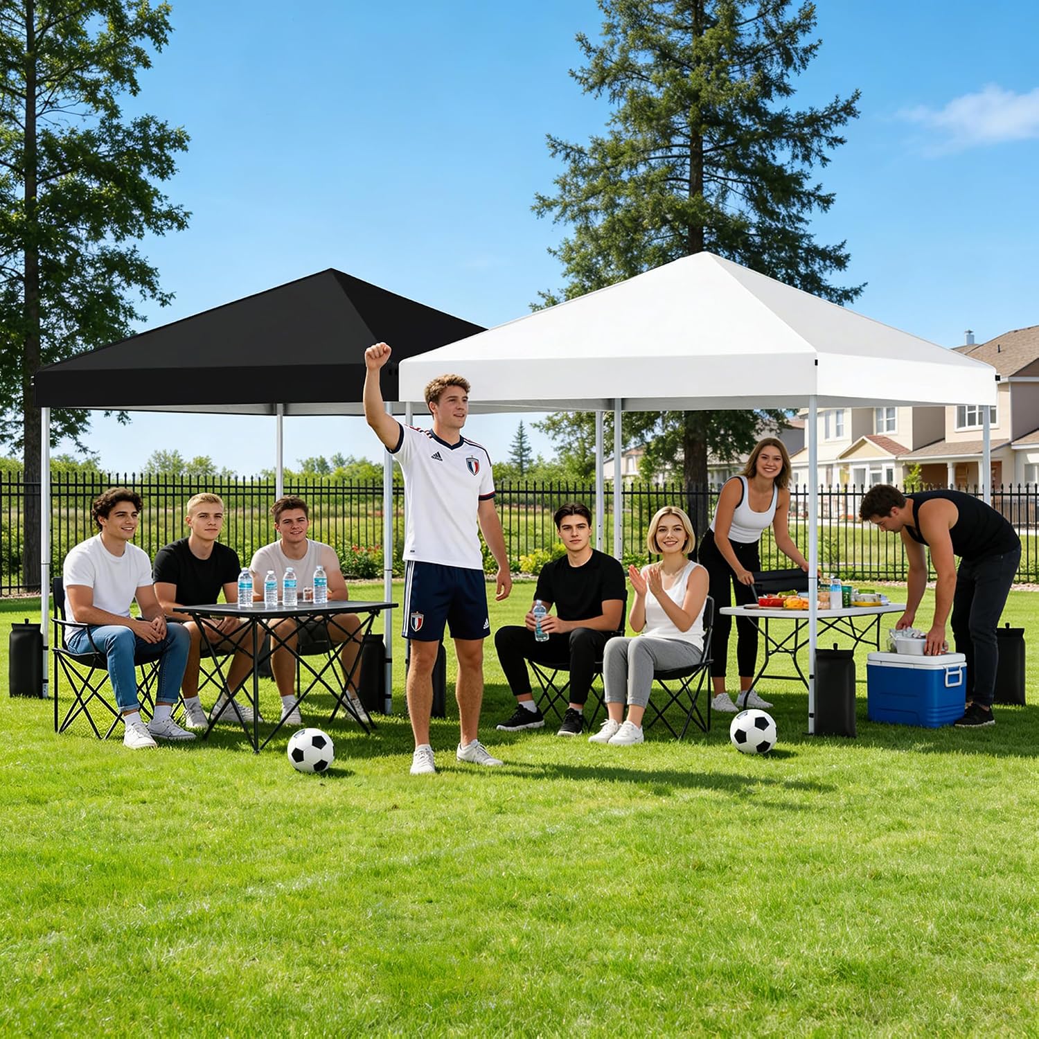 Detalle 2 de SANWAY 10x10 Pop Up Canopy Tent, Silver-White, Waterproof UV-Blocking Top