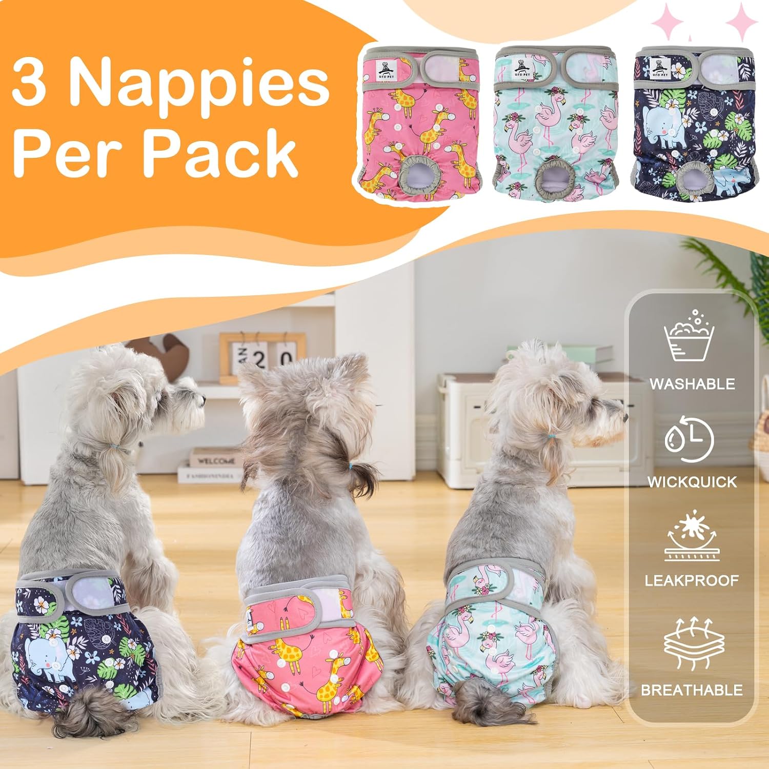 Detalle de UFO PET Dog Period Heat Pants for Season Incontinence – X Large (3 Pack)