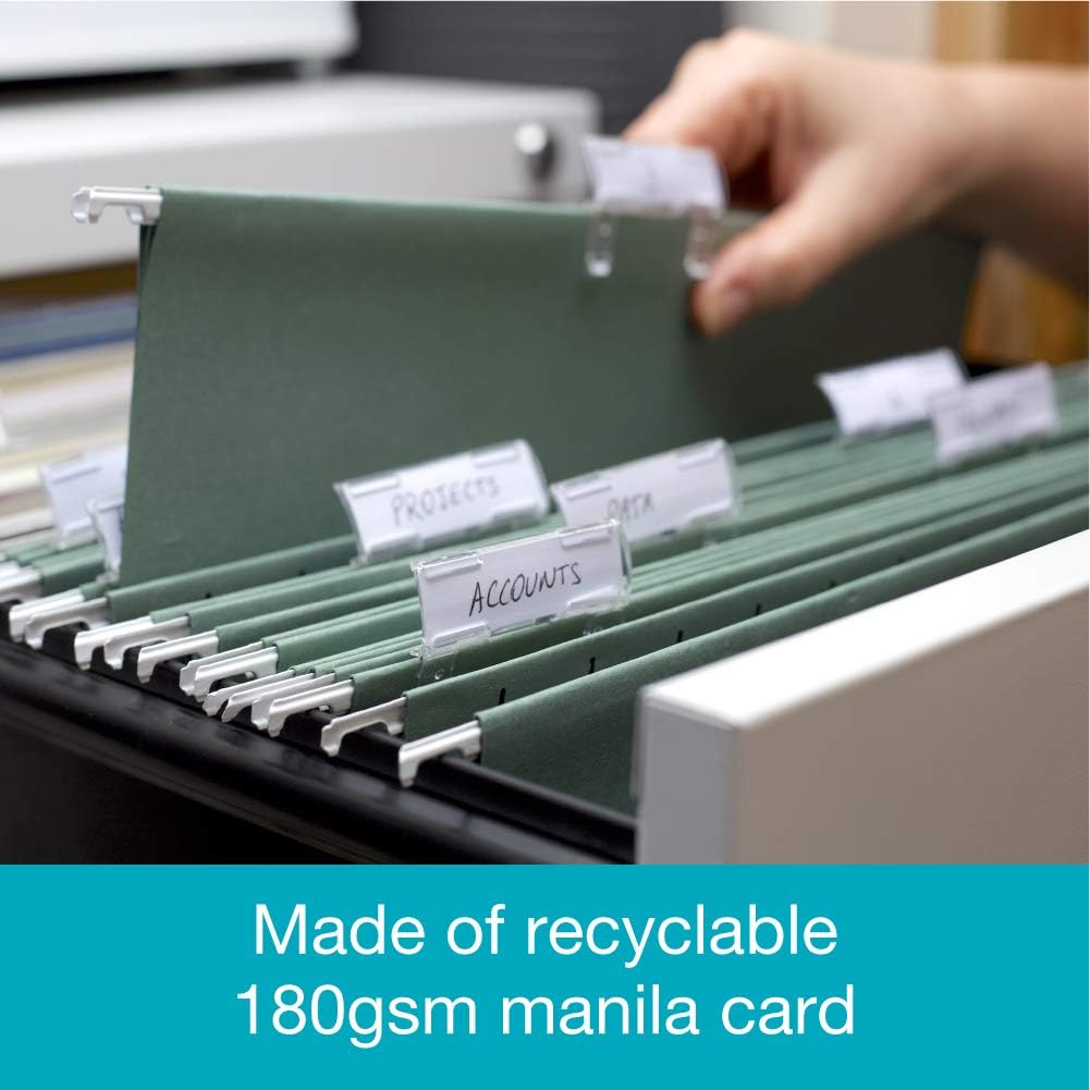 Thumbnail 4 de Summit Foolscap Tabbed Filing Cabinet Suspension Files (A4+), Green, Pack of 50