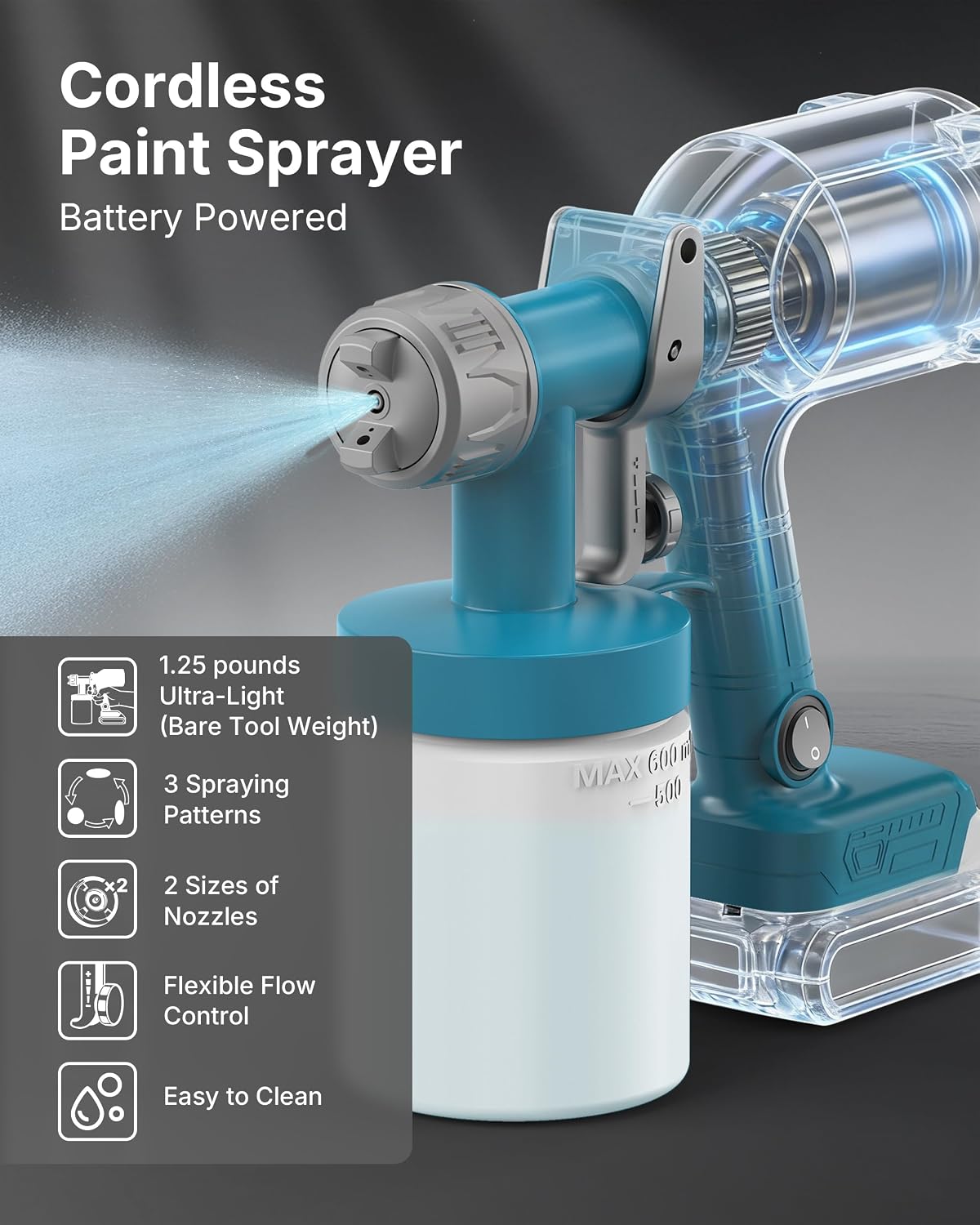 Thumbnail 4 de Tilswall Blue Cordless Paint Sprayer: A Practical Choice for Fences, Walls and Decks
