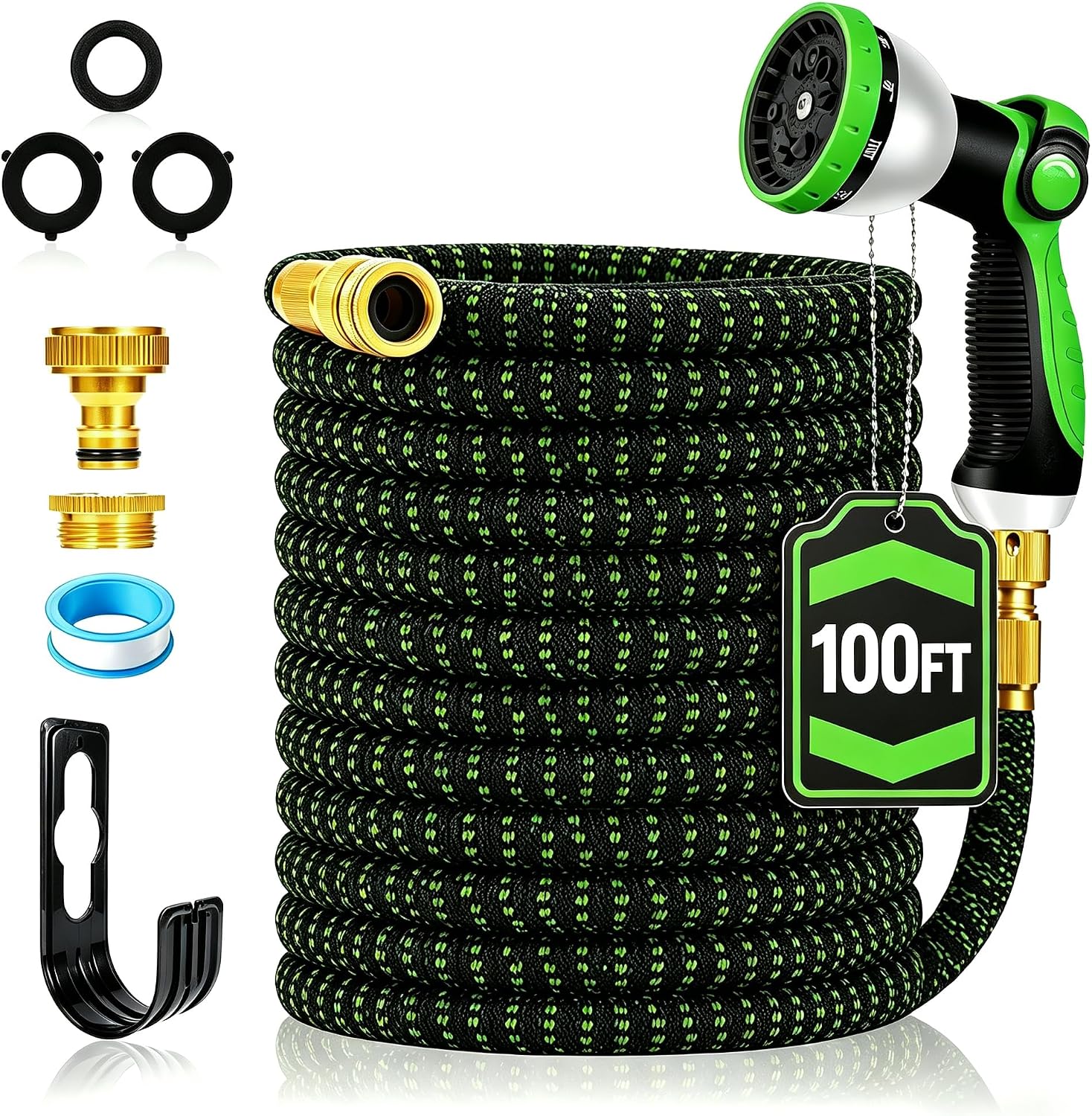 Detalle de Yofidra Expandable Garden Hose 100ft with 10-Function Spray Nozzle