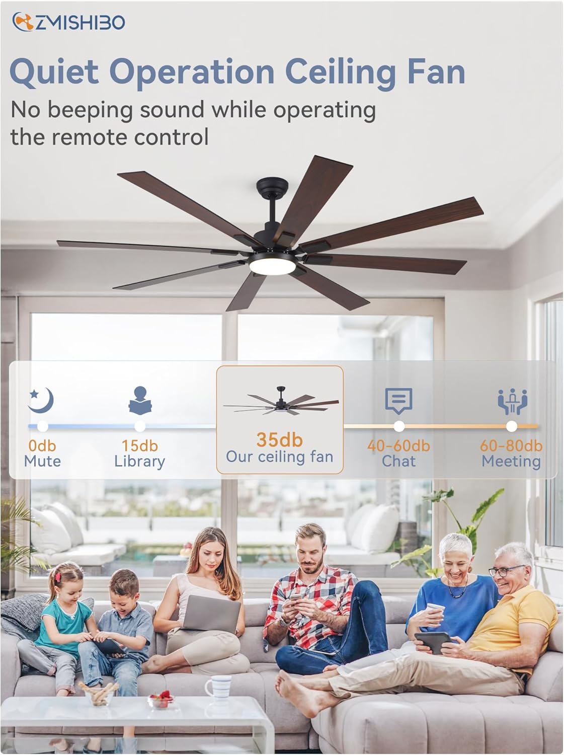Thumbnail 4 de ZMISHIBO 72-inch Ceiling Fan with Lights