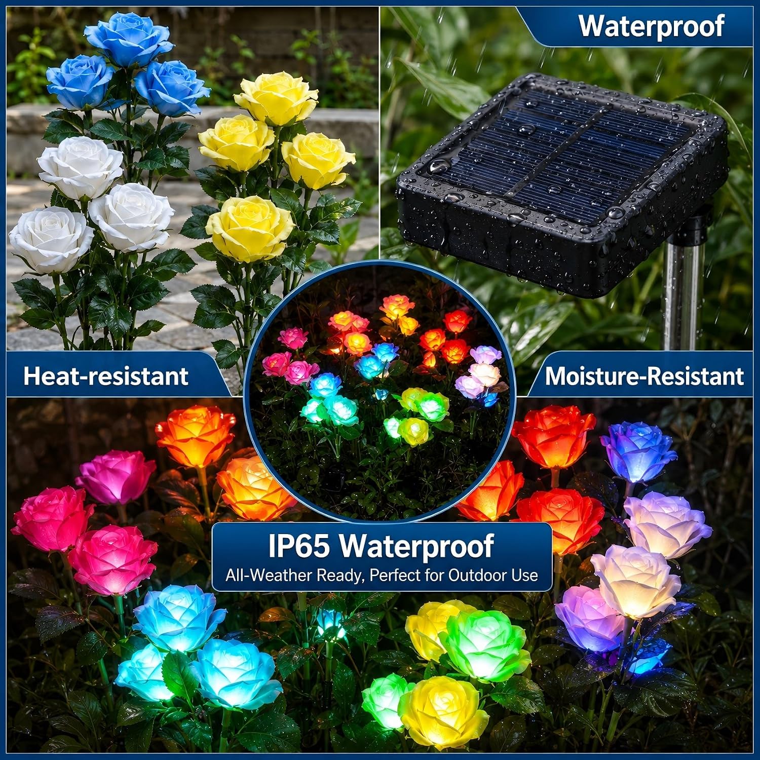 Detalle de Solar rose garden lights 4 pack