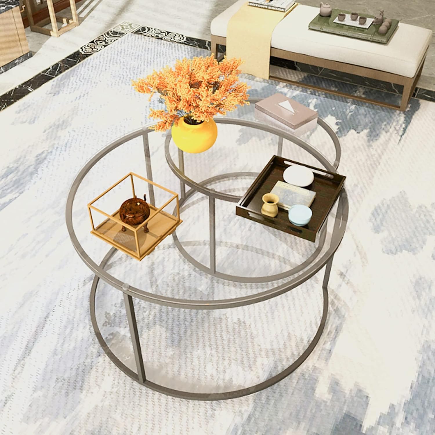 Thumbnail 3 de [en.casa] Tables gigognes rondes 2 pièces