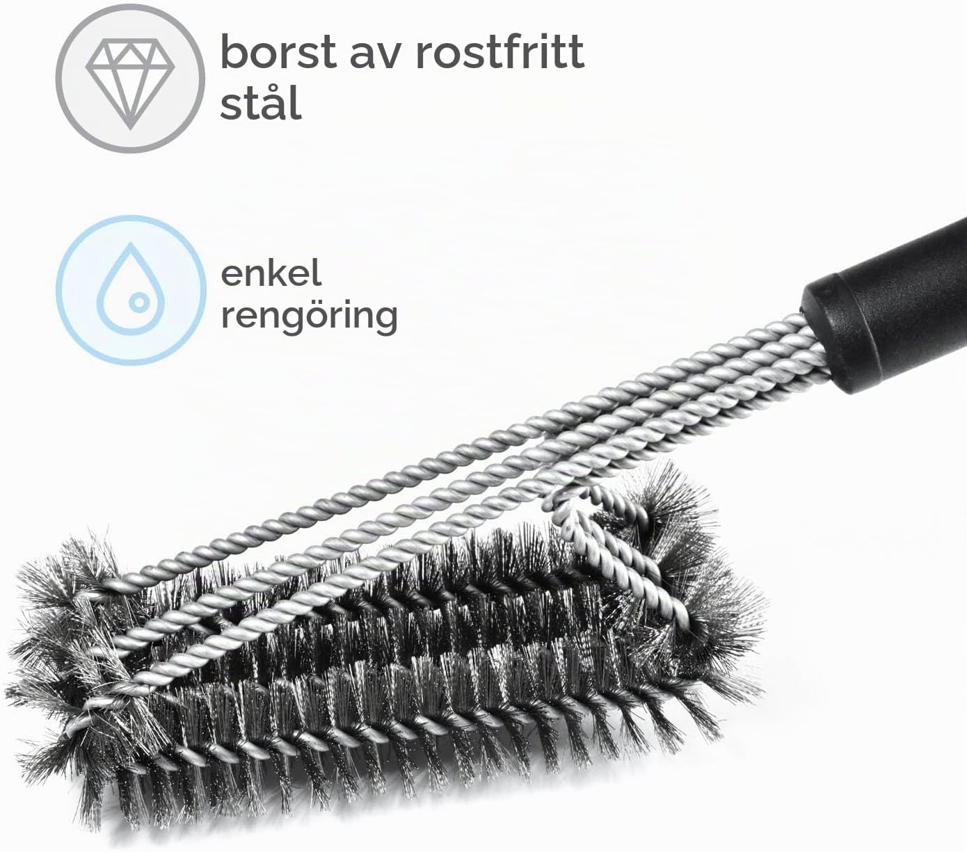 Detalle 2 de Dimono® 3-i-1-grillborste med tre borsthuvuden och 45° vinkel