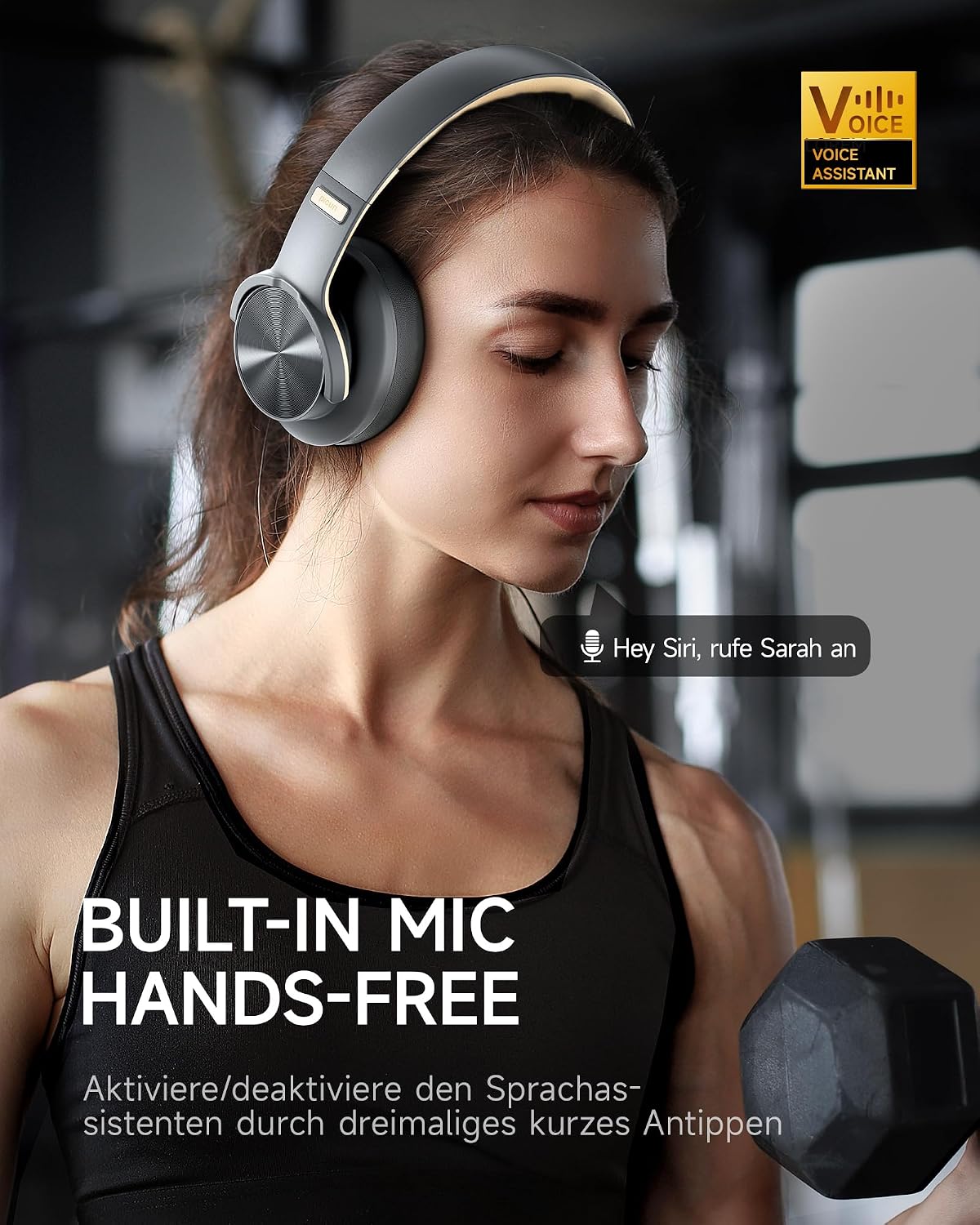 Thumbnail 6 de Picun B8 Bluetooth-Kopfhörer (Over-Ear) – kabellos, 120H Spielzeit, niedrige Latenz, 3 EQ-Modi (Grau & Gold)