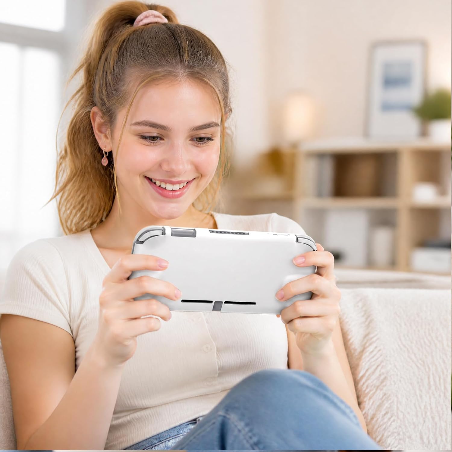 Thumbnail 5 de NANANINO 01 Nintendo Switch Lite Grip Case, White Hard Shell with Ergonomic Handles