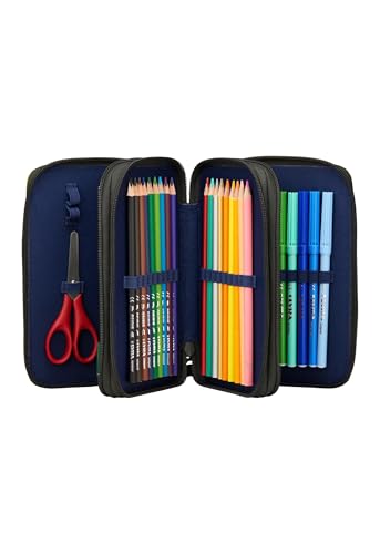 Detalle 2 de ergobag Maxi Mäppchen Set 40-Teilig Grau – Lyra Stifte, Kleingeldfach, Lineal, Schere und MähdreschBär-Design