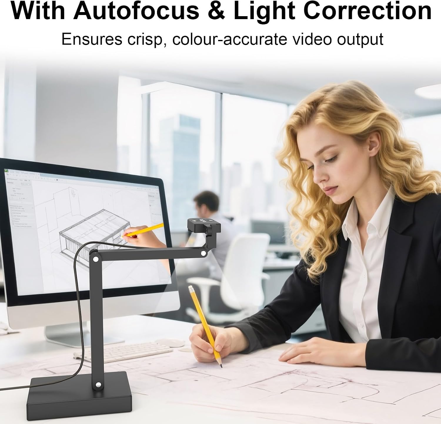 Thumbnail 3 de Gawervan Visualiser for Teaching and Classroom: 12MP/4K USB Document Camera (A3) with Smart Zoom & LED Light