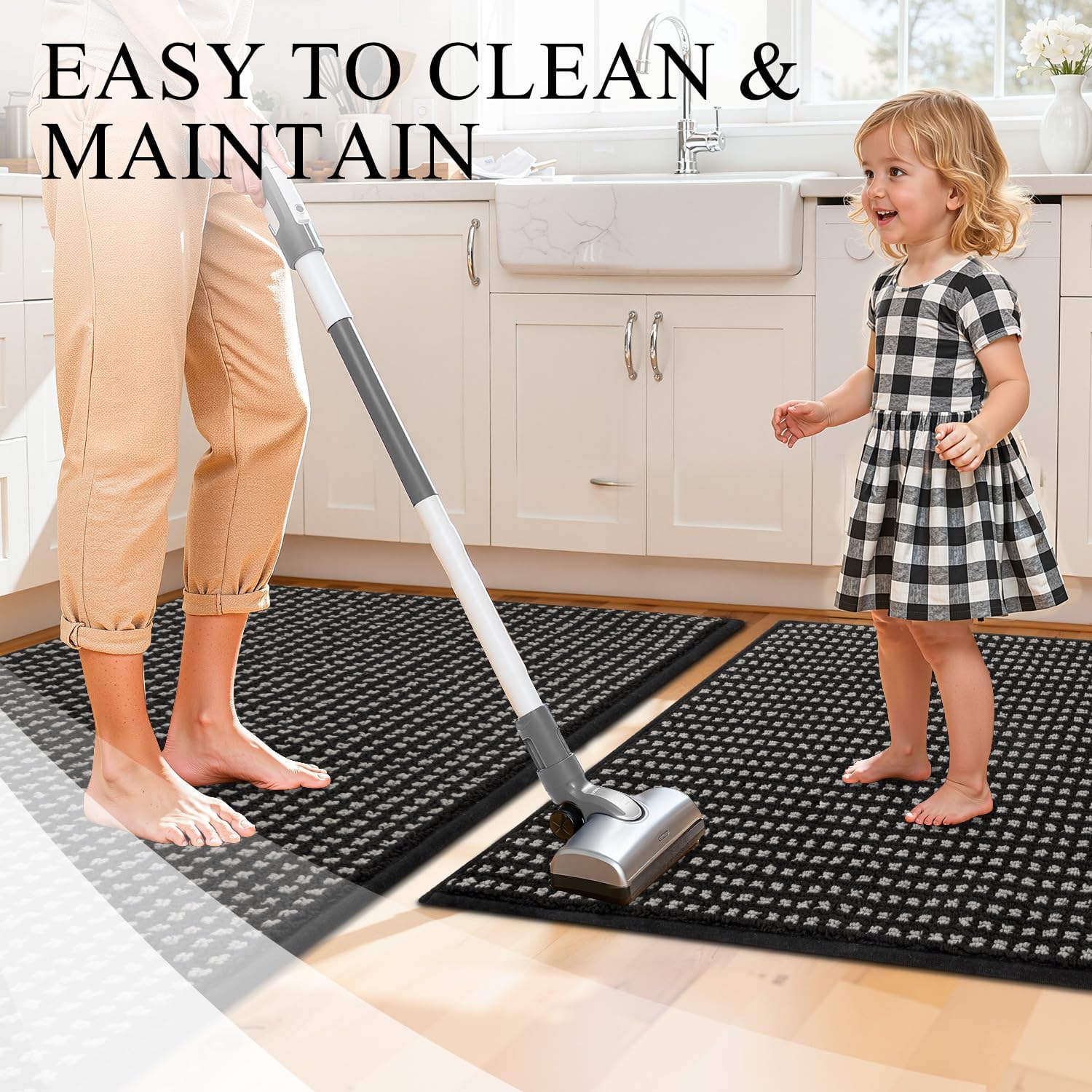 Thumbnail 4 de hicorfe Kitchen Runner Rugs Set of 2 – Non-Slip, Absorbent, Stain-Resistant Kitchen Mats