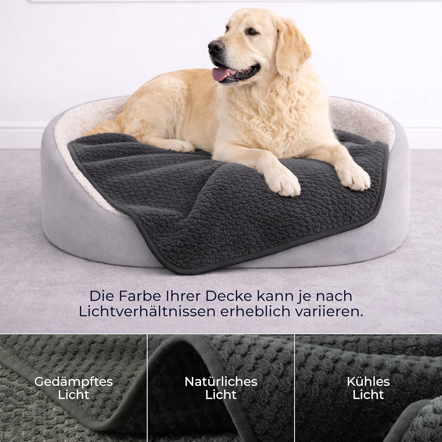 Thumbnail 3 de Dreamzie wasserdichte Hundedecke für Bett, Auto & Outdoor 100x120 cm – reversibel, maschinenwaschbar (dunkelgrau)