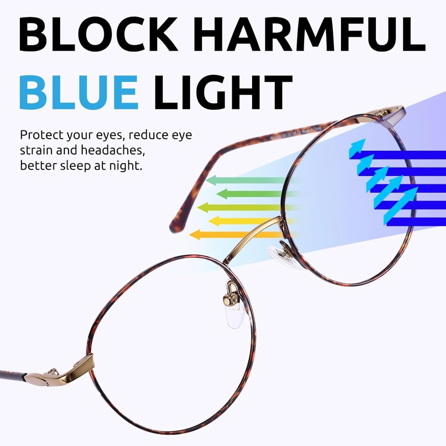 Detalle de Firmoo Reading Glasses 3.0 – Anti Blue Light, Round Metal Frame, Tortoise Shell
