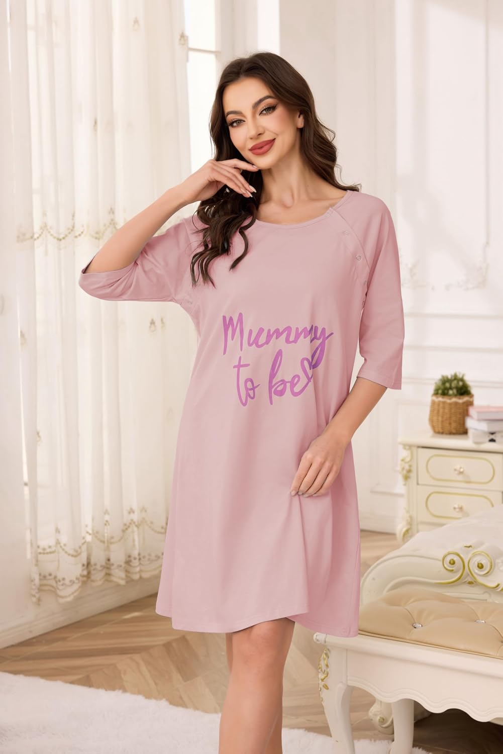 Thumbnail 4 de Vlazom Women 3 in 1 Cotton Nursing/Delivery/Labour/Maternity Nightgown