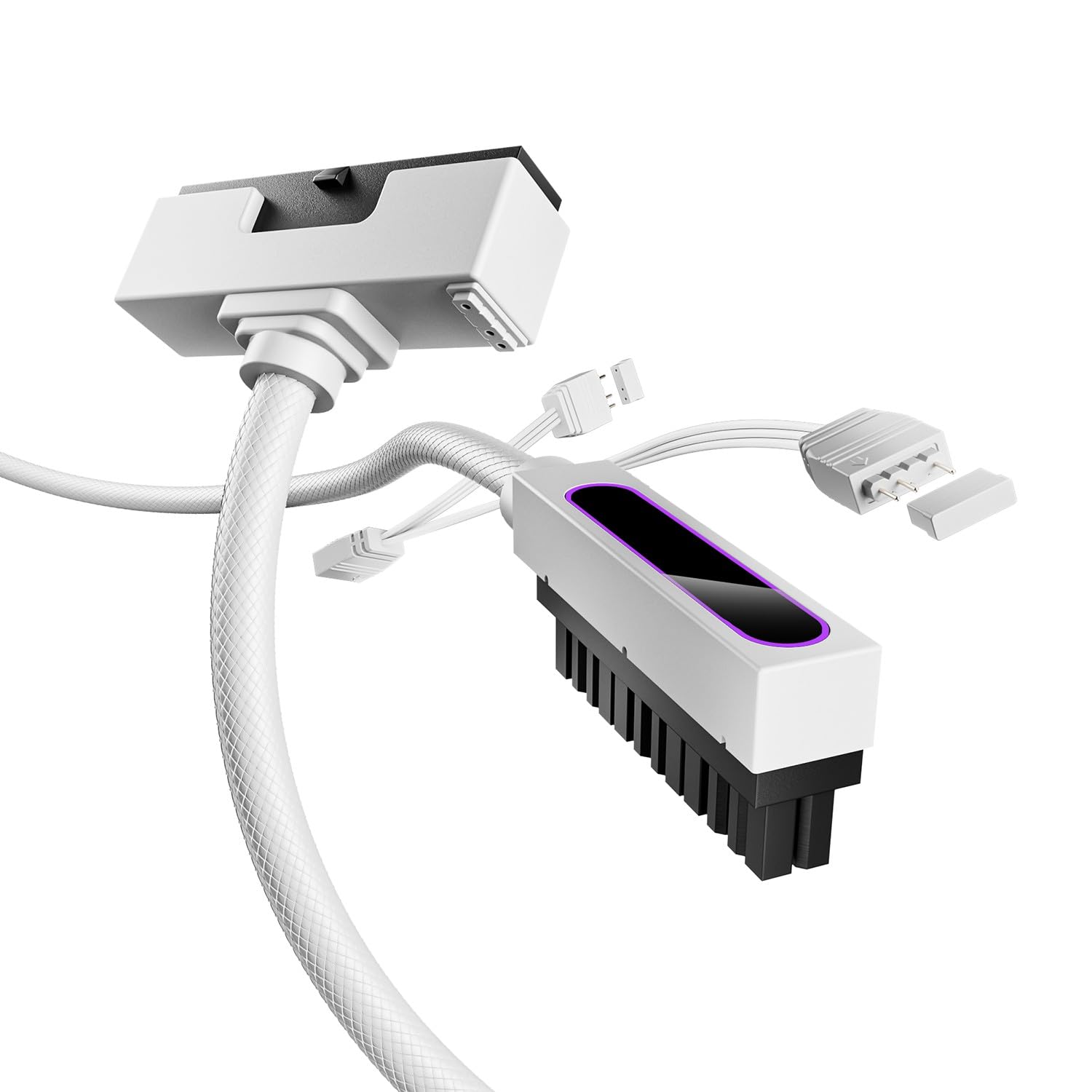 Detalle de AsiaHorse Hydrus 24-Pin ATX Verlängerungskabel (90° nach unten, 30 cm, 18AWG sleeved) – nur für ITX/Spezialbauten, Platz prüfen