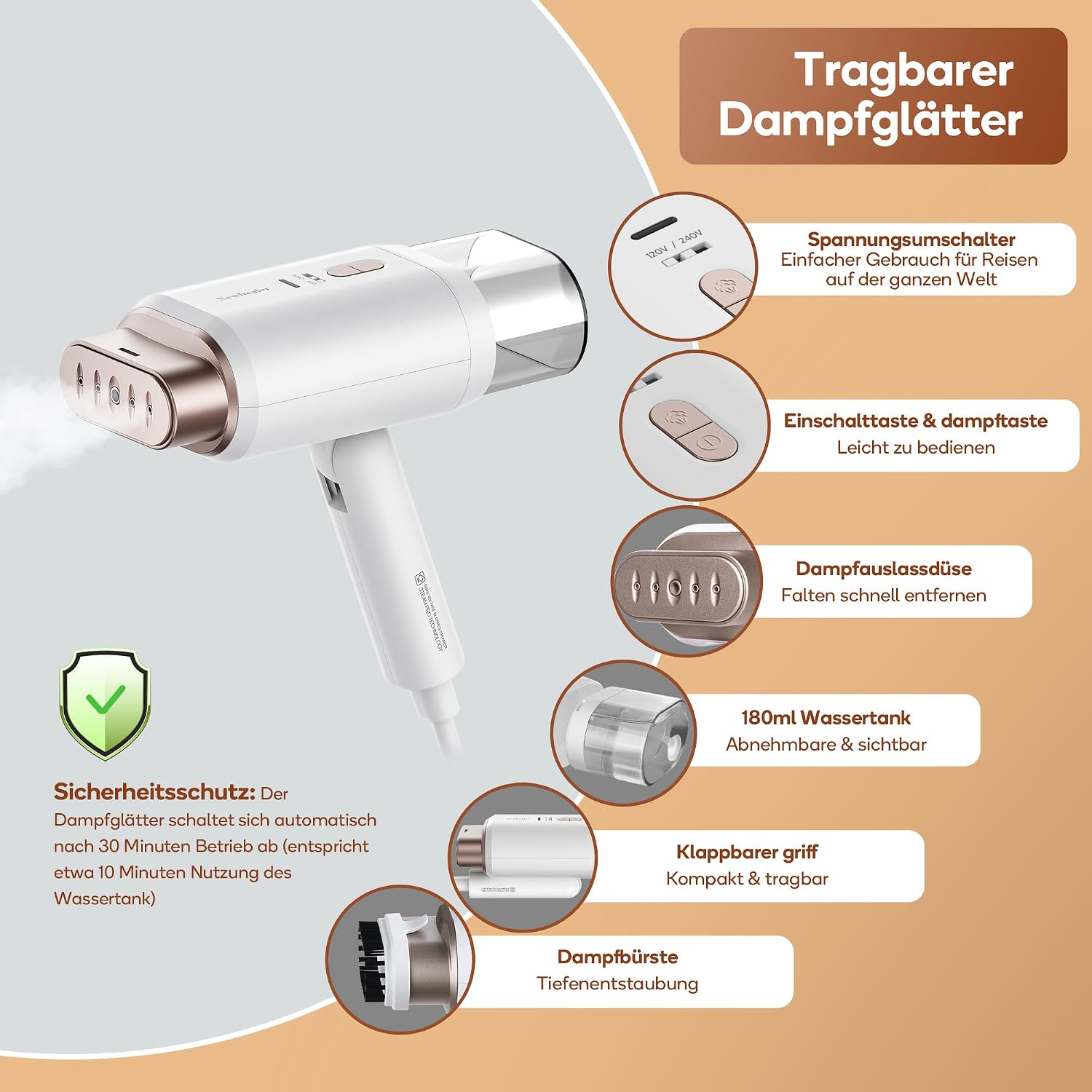 Thumbnail 5 de Newbealer Steamer Reise Dampfglätter 1200W