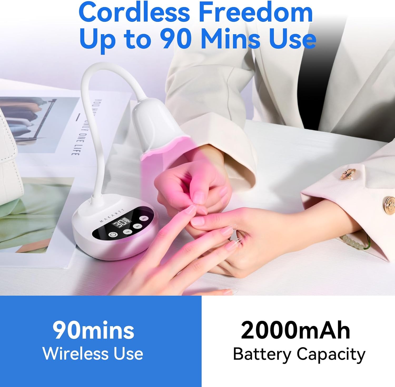 Thumbnail 6 de Makartt UV LED Nail Lamp (Cordless Flash Cure) with USB-C Charging, Gooseneck & Auto Sensor