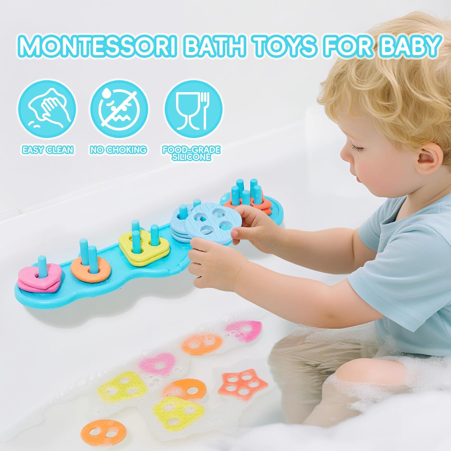 Thumbnail 1 de Bath Toys Shape Sorter with 20 Silicone Pieces