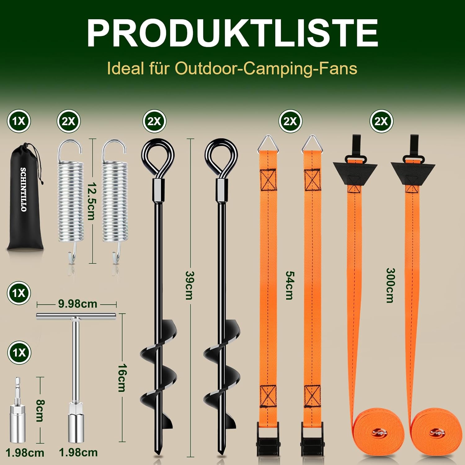 Thumbnail 4 de SCHINTILLO Sturmband Markise Vorzelt Set für Thule & Fiamma – Stabilisierungs-Kit mit 39 cm Bodenankern