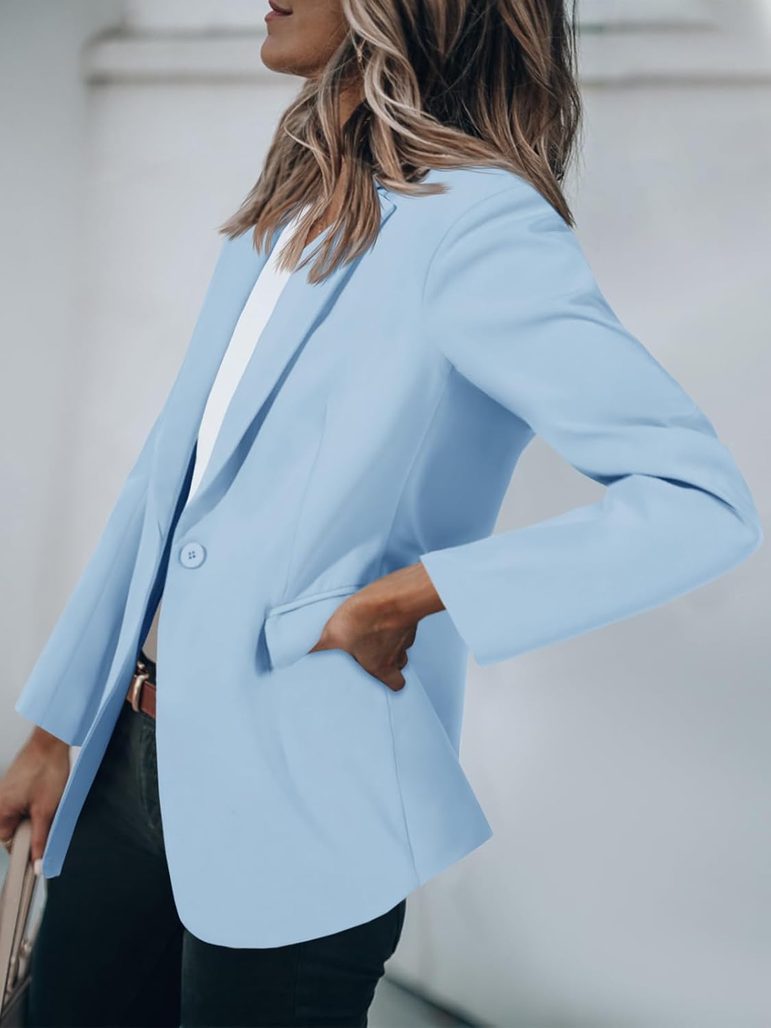 Detalle de Cicy Bell Women's Casual Blazer, Slim Fit, Notch Lapel, Two Flap Pockets
