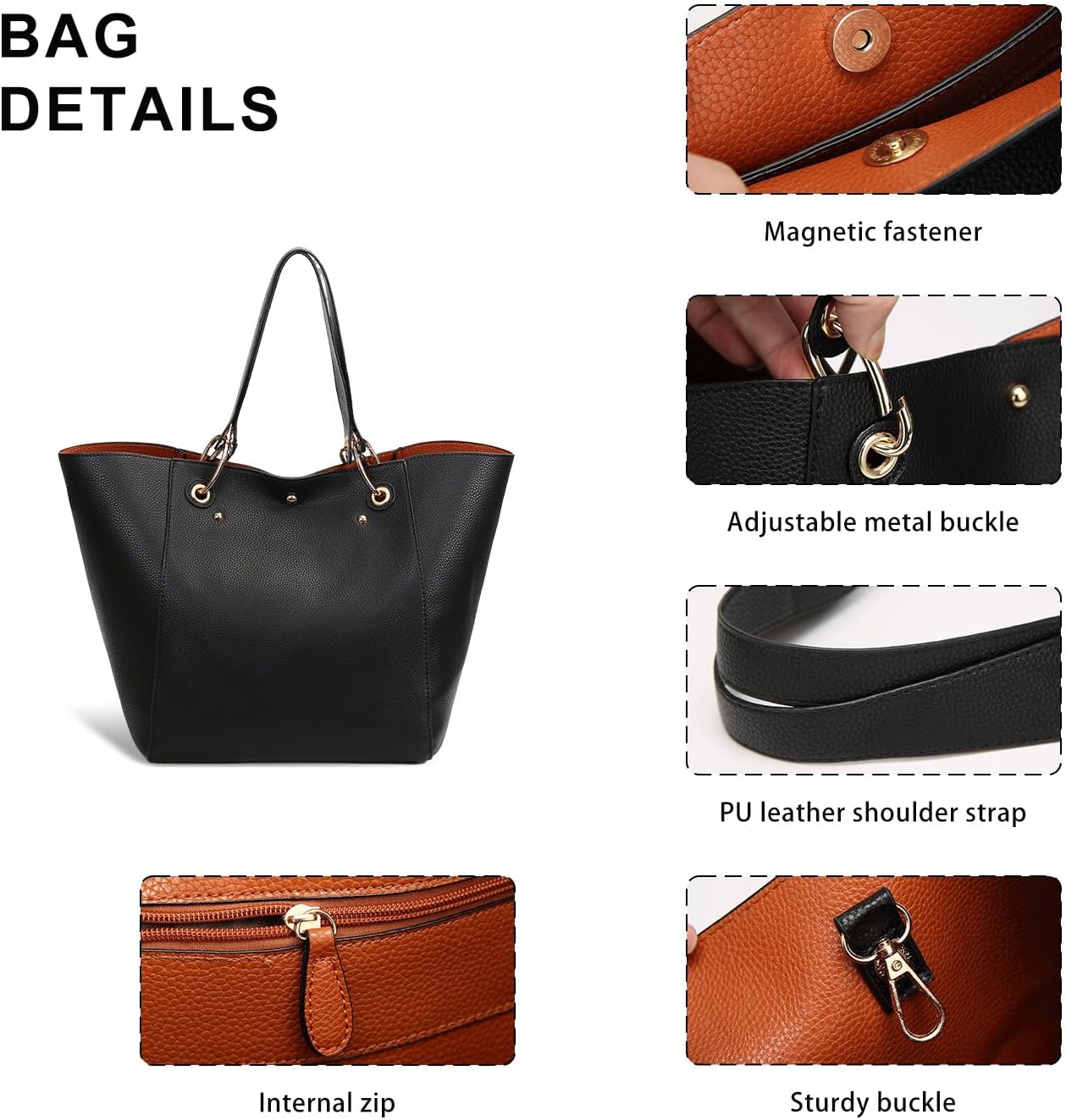 Thumbnail 4 de PU leather tote bag 35 x 31.4 x 22 cm