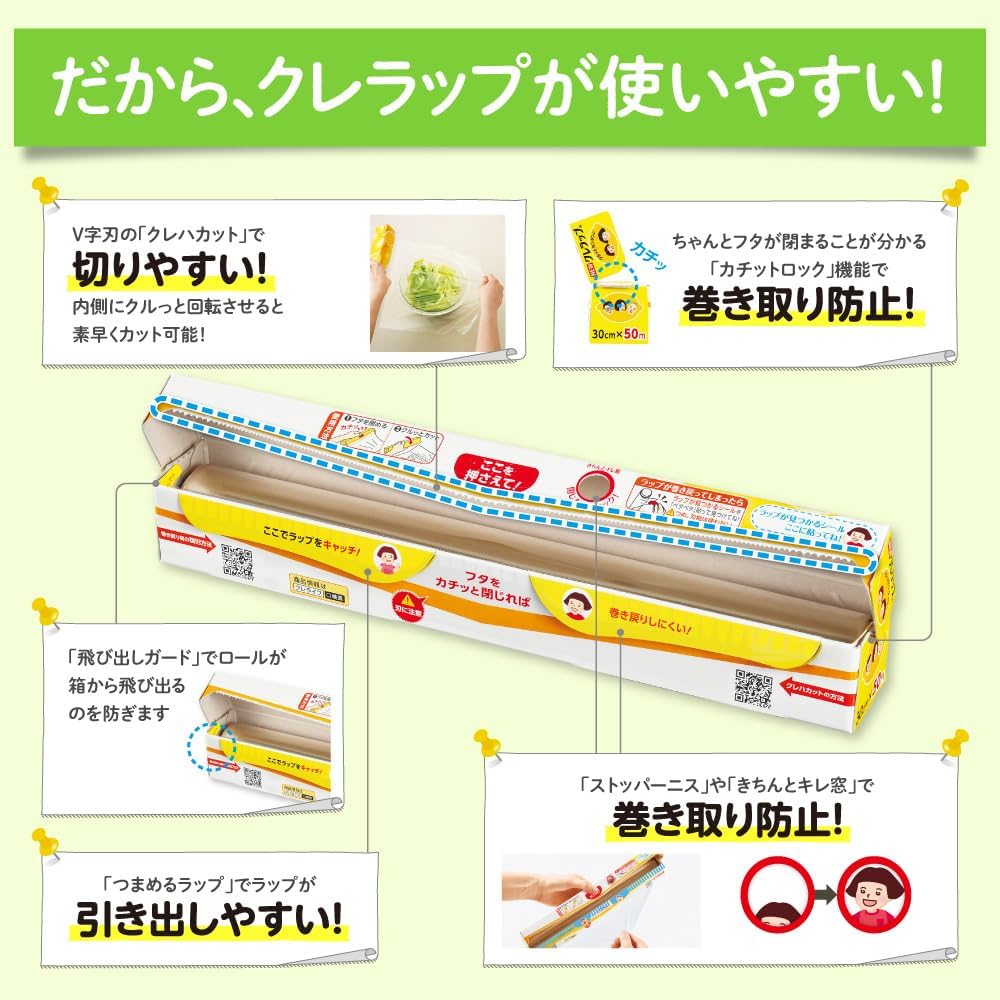 Detalle 2 de NEWクレラップ 食品用ラップ 22cm×50m・30cm×50m 2本セット