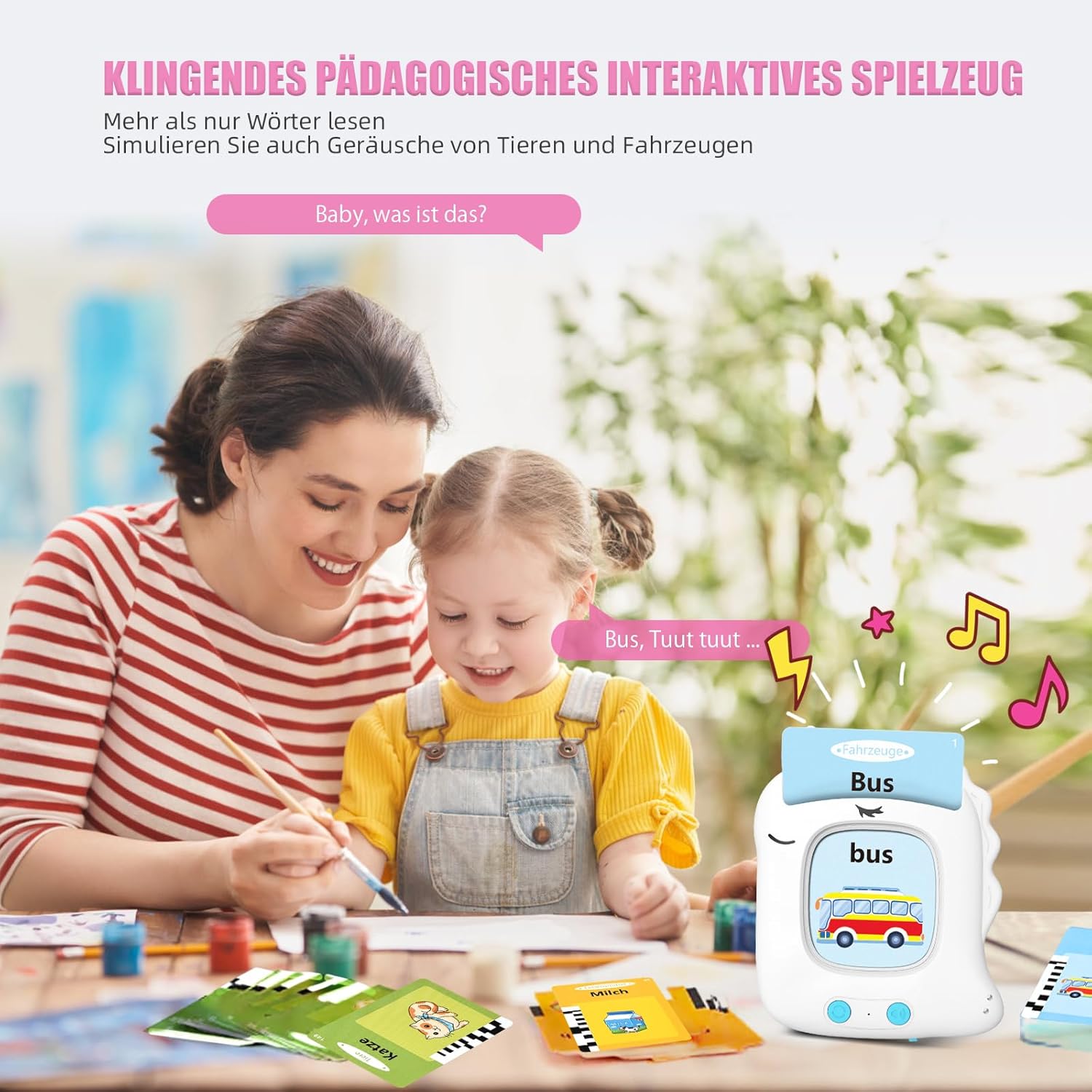 Detalle de Sprechende Lernkarten Deutsch – Interaktives Lernspielzeug ab 2 Jahren, 112 Karten (224 Wörter)