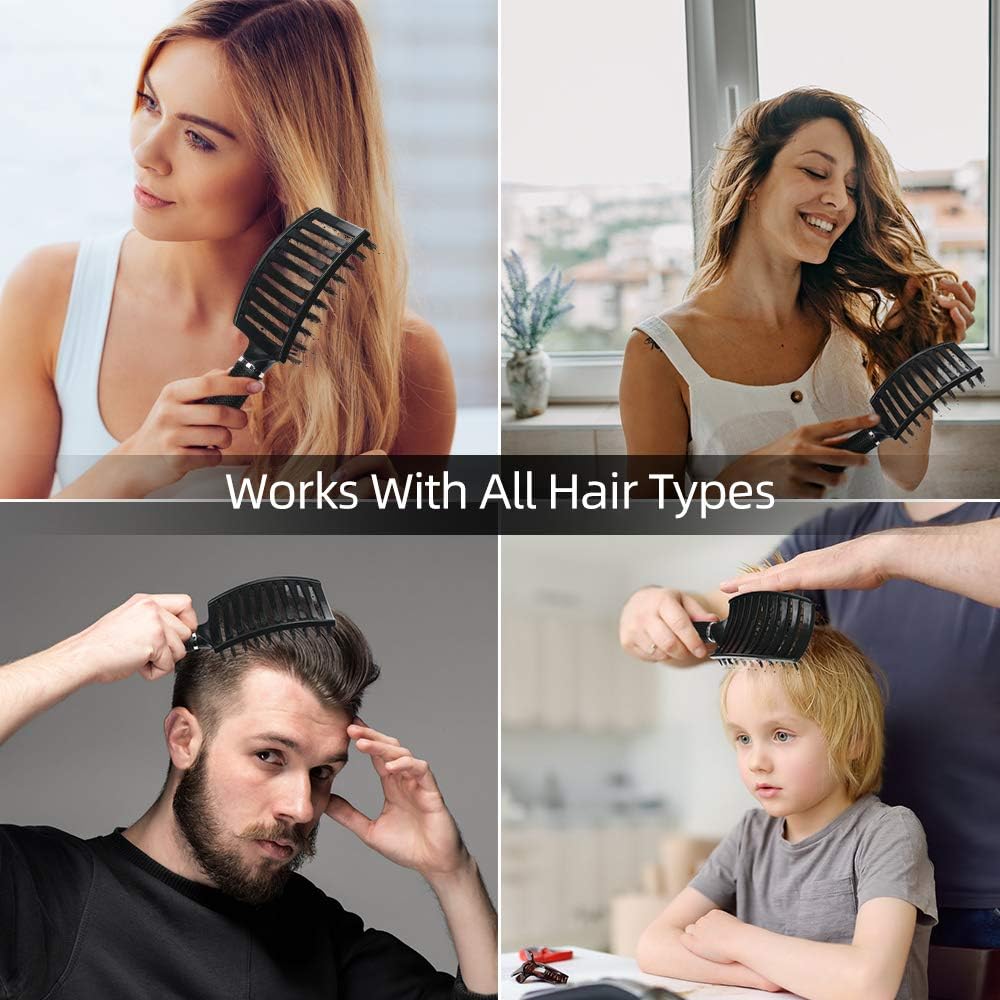 Thumbnail 5 de URAQT Spazzola per Capelli Curva con setole di Cinghiale – perfetta per ricci, lisci e crespi