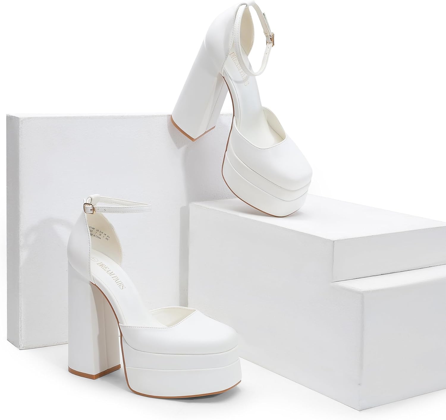 Thumbnail 5 de DREAM PAIRS Aurelia Women’s High Chunky Platform Closed-Toe Block Heels with Ankle Strap