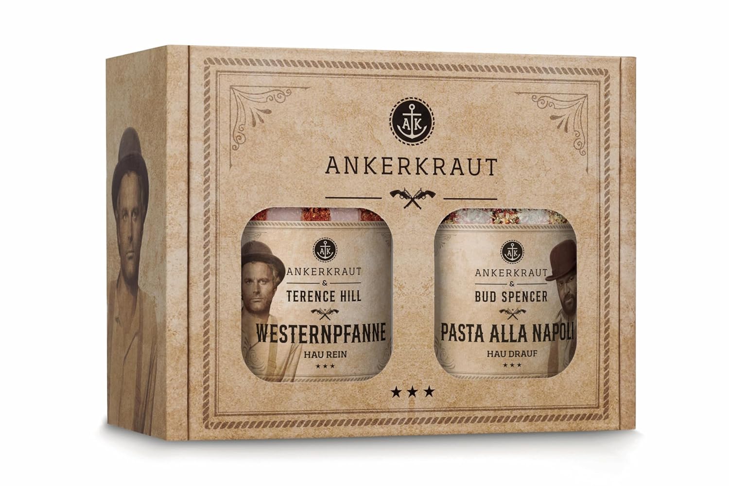 Detalle de Ankerkraut Bud Spencer & Terence Hill Bagaluten Gewürz-Box – Westernpfanne & Pasta alla Napoli (195 g Inhalt)