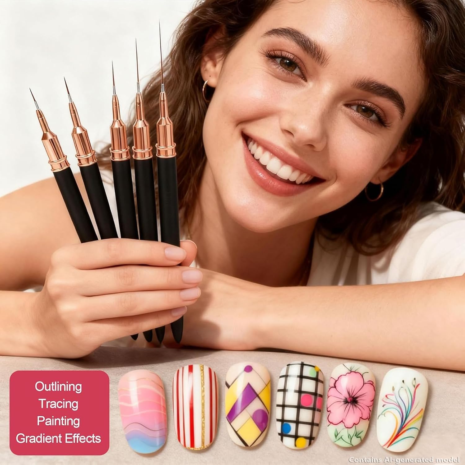 Thumbnail 1 de Artdone Nail Striping Tape Lines Kit with Nail Art Tools, Pens, Dotting Tools & Liner Brushes