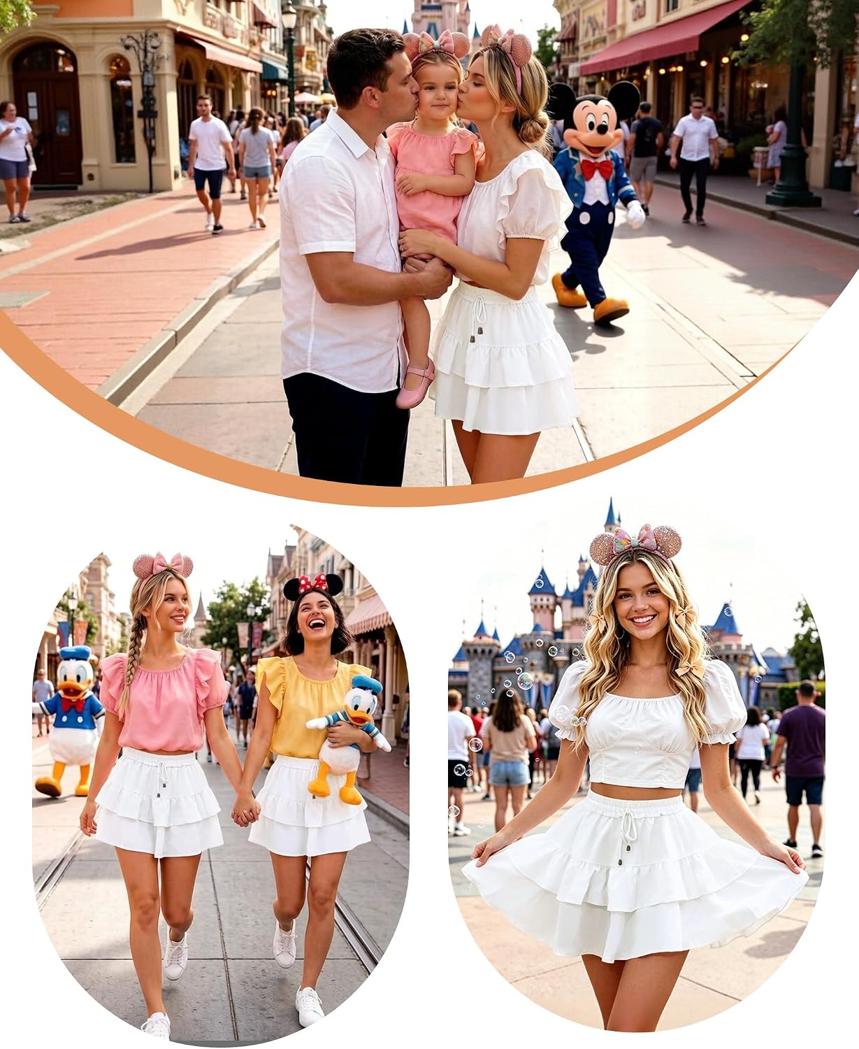 Detalle de Aoudery Flowy Shorts for Women Boho Ruffled Tiered Skorts (High-Waist, Double-Layer Butterfly Shorts Design)