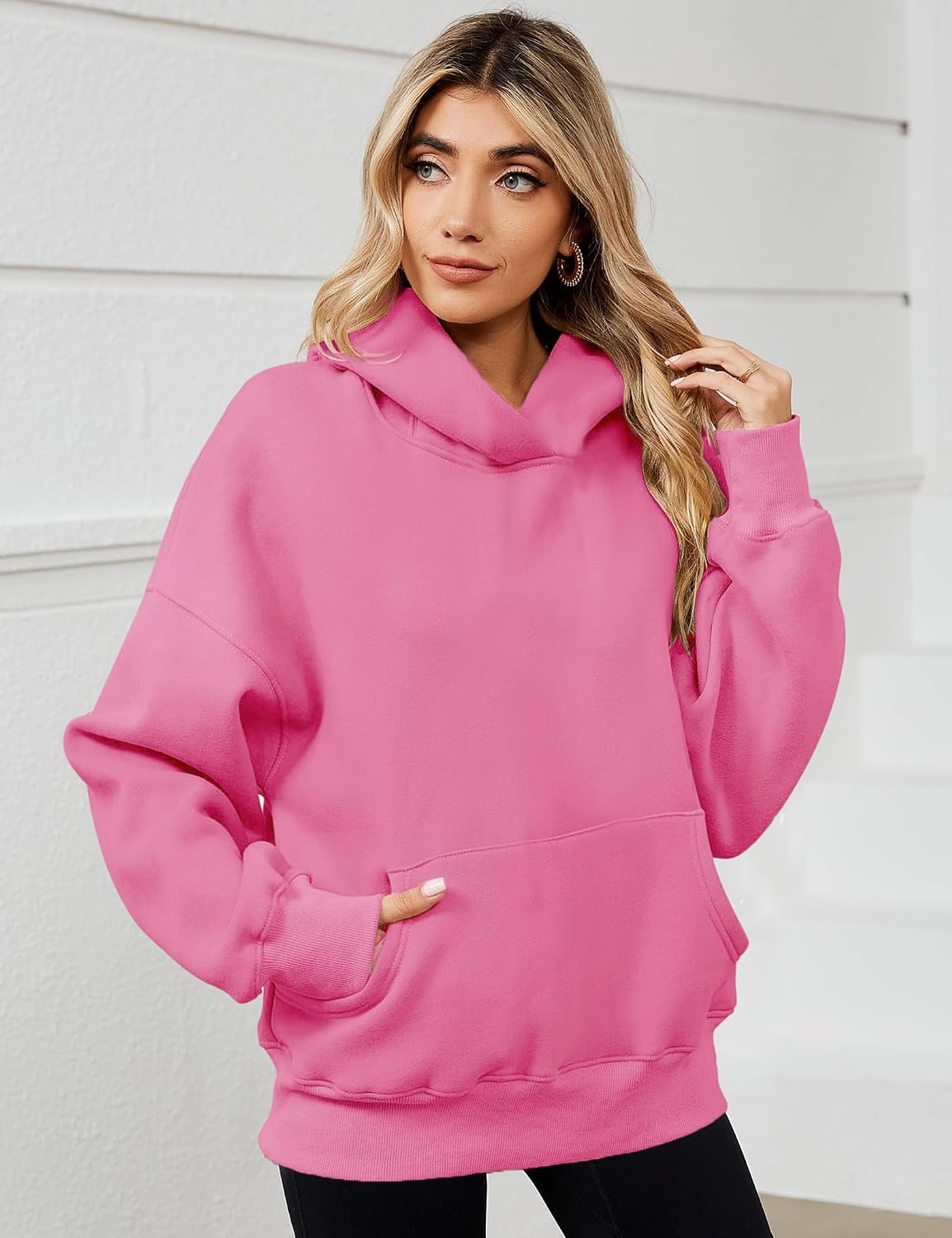 Detalle 2 de Jhsnjnr Womens Fleece Lined Hooded Sweatshirt – Lightweight Casual Hoodie with Pocket