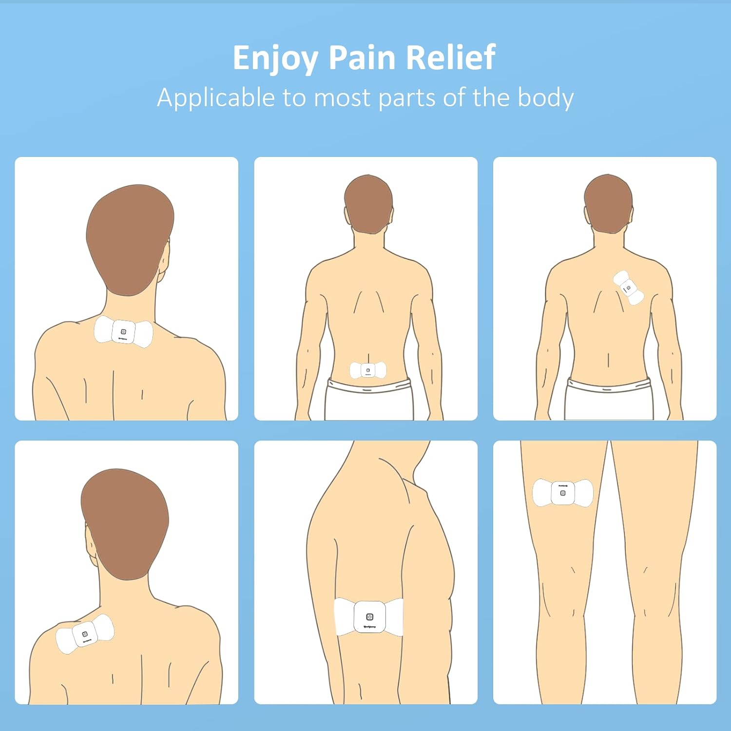 Detalle de Comfytemp Wireless TENS Machine Pads (4 Pack) – 5.1 x 2.4in Reusable Electrodes