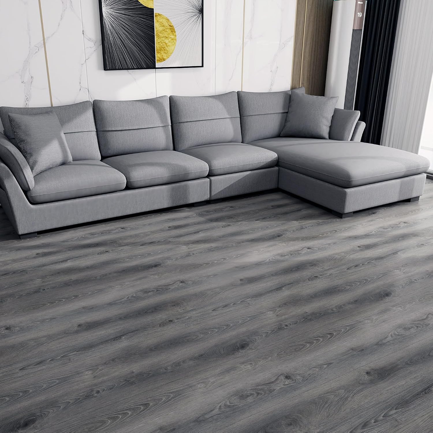 Detalle de Vinyl wood flooring roll 30cm x 16m