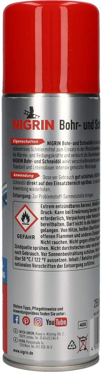 Thumbnail 1 de NIGRIN Bohr- und Schneideöl 250 ml – hochdruckstabiles silikonfreies Schmiermittel für Metallbearbeitung