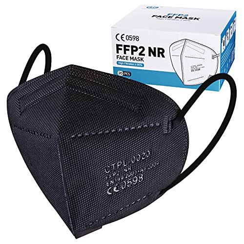 Imagen de Nufasion 20pcs FFP2 Black Face Masks | CE Certified EN149 FFP2 NR, 5-Layer Filtration en OfertitasTOP