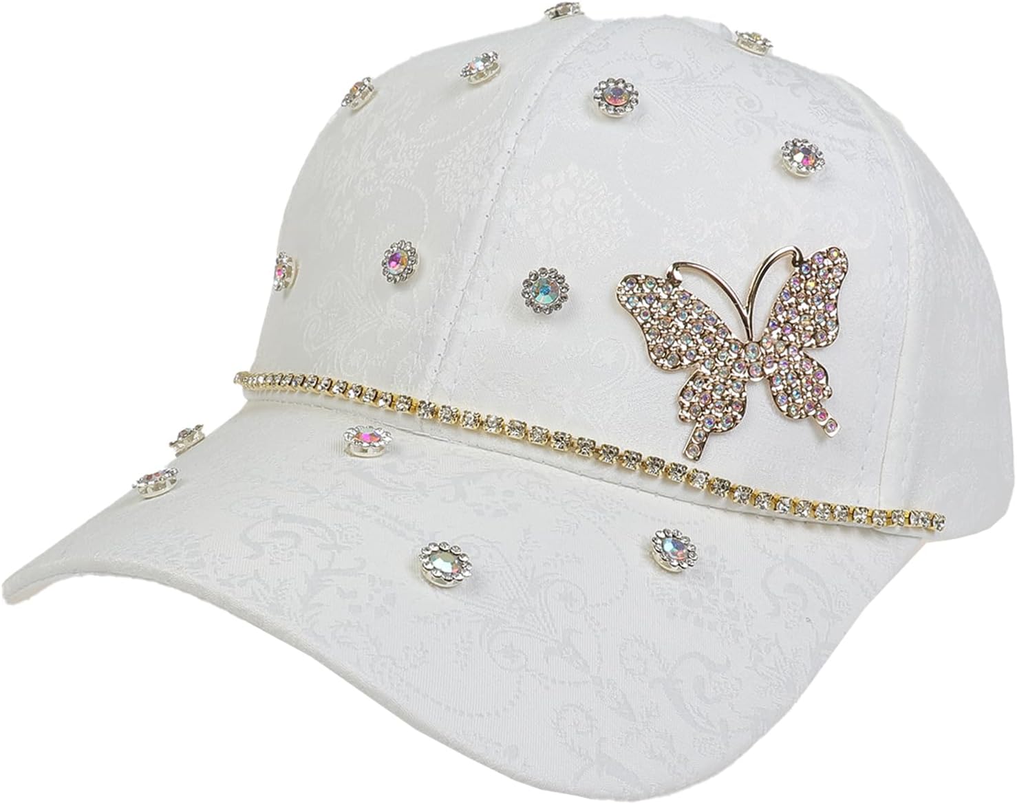 Thumbnail 1 de NiceYnn Women Print Flower Rhinestone Butterfly Baseball Hat – Adjustable Sun Cap
